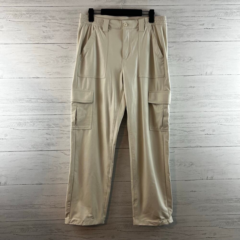 American‎ Eagle Cream Cargo Faux Leather Wide Leg Pants Size 12